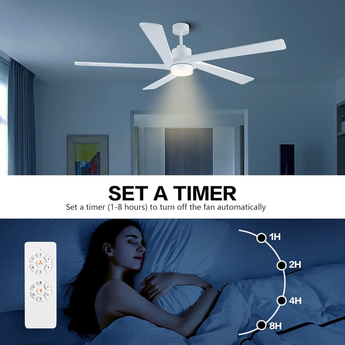 54 in. Modern DC Ceiling Fan with Lights and Remote, 5 Wood Reversible Blade Quietest Fan For Sleeping, Black Brass Ceiling Fan-52-ErisView