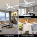 54 in. Modern DC Ceiling Fan with Lights and Remote, 5 Wood Reversible Blade Quietest Fan For Sleeping, Black Brass Ceiling Fan-53-ErisView