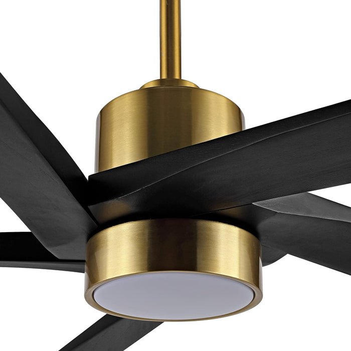 54 in. Modern DC Ceiling Fan with Lights and Remote, 5 Wood Reversible Blade Quietest Fan For Sleeping, Black Brass Ceiling Fan-9-ErisView