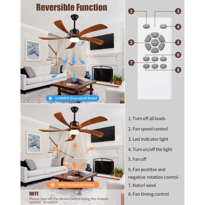 54 in. Outdoor Fans with Lights Remote Control, 5 Blades Wood Outdoor Fan for Patio, Exterior Fans-6-ErisView