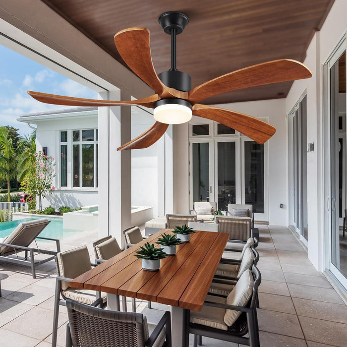 54 in. Outdoor Fans with Lights Remote Control, 5 Blades Wood Outdoor Fan for Patio, Exterior Fans-9-ErisView