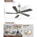 54 in. Remote Control Ceiling Fan and Light, Farmhouse Outdoor Fan for Patio, Modern Wood Reversible Quiet Ceiling Fans-2-ErisView