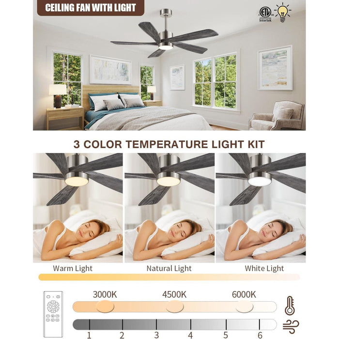 54 in. Remote Control Ceiling Fan and Light, Farmhouse Outdoor Fan for Patio, Modern Wood Reversible Quiet Ceiling Fans-3-ErisView