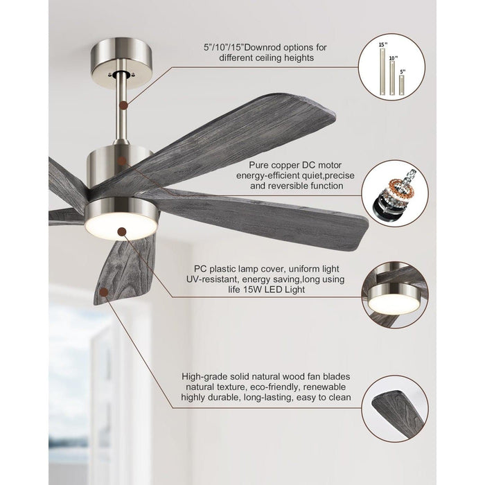 54 in. Remote Control Ceiling Fan and Light, Farmhouse Outdoor Fan for Patio, Modern Wood Reversible Quiet Ceiling Fans-4-ErisView