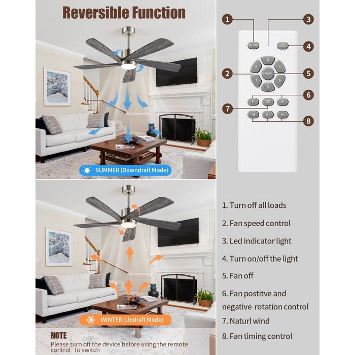 54 in. Remote Control Ceiling Fan and Light, Farmhouse Outdoor Fan for Patio, Modern Wood Reversible Quiet Ceiling Fans-6-ErisView