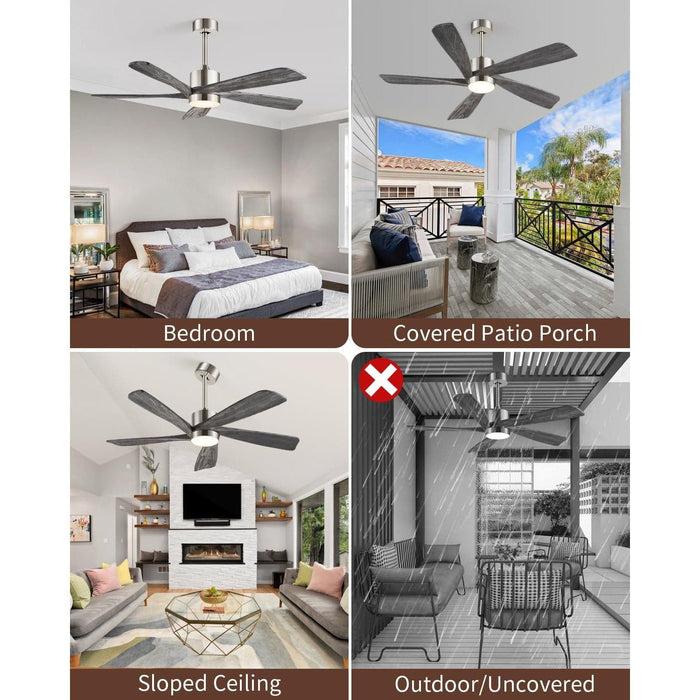 54 in. Remote Control Ceiling Fan and Light, Farmhouse Outdoor Fan for Patio, Modern Wood Reversible Quiet Ceiling Fans-8-ErisView