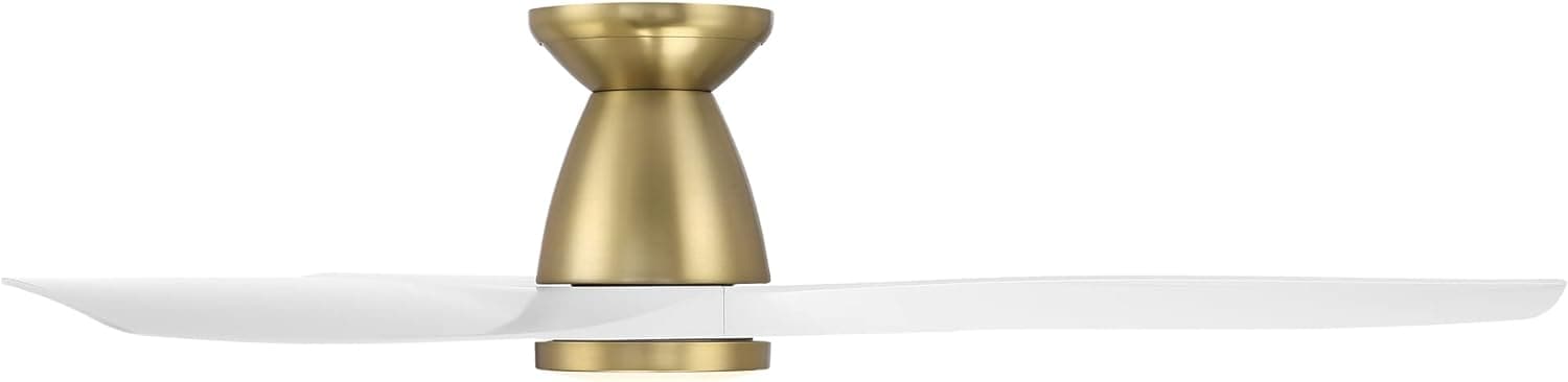 54 in. Smart Flush Mount Brass Ceiling Fan, Indoor Outdoor White Ceiling Fan with Light and Remote, Works with Alexa Ios android APP, 3 Blade Ceiling Fan-4-ErisView
