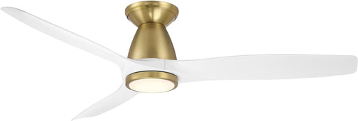 54 in. Smart Flush Mount Brass Ceiling Fan, Indoor Outdoor White Ceiling Fan with Light and Remote, Works with Alexa Ios android APP, 3 Blade Ceiling Fan-1-ErisView