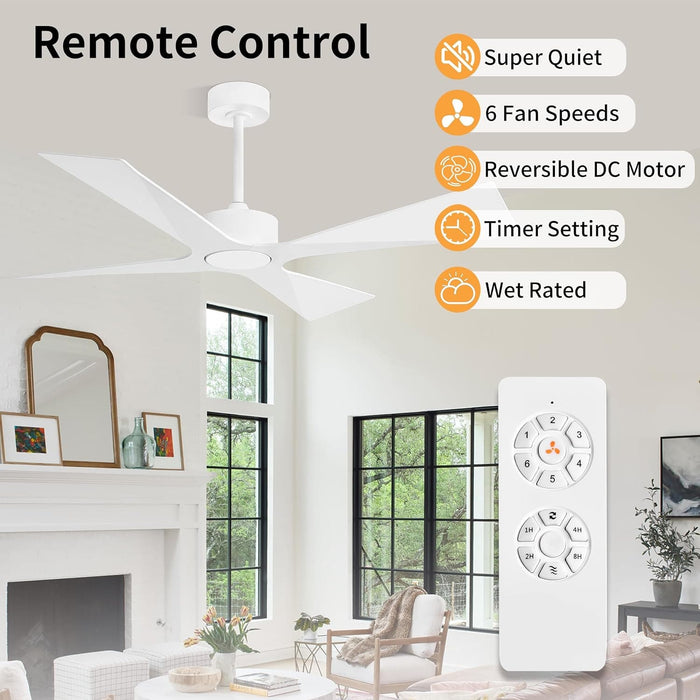 54 in. Wet Rated Ceiling Fans without Lights, Reversible Ceiling Fan with Remote Control, Waterproof Outdoor Fans for Porch Patio Gazebo, Gazebo Fan-10-ErisView