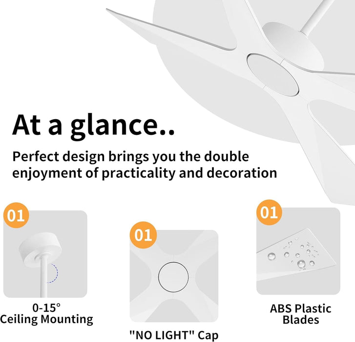54 in. Wet Rated Ceiling Fans without Lights, Reversible Ceiling Fan with Remote Control, Waterproof Outdoor Fans for Porch Patio Gazebo, Gazebo Fan-14-ErisView