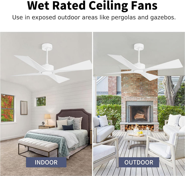 54 in. Wet Rated Ceiling Fans without Lights, Reversible Ceiling Fan with Remote Control, Waterproof Outdoor Fans for Porch Patio Gazebo, Gazebo Fan-15-ErisView