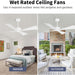 54 in. Wet Rated Ceiling Fans without Lights, Reversible Ceiling Fan with Remote Control, Waterproof Outdoor Fans for Porch Patio Gazebo, Gazebo Fan-15-ErisView