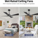 54 in. Wet Rated Ceiling Fans without Lights, Reversible Ceiling Fan with Remote Control, Waterproof Outdoor Fans for Porch Patio Gazebo, Gazebo Fan-7-ErisView