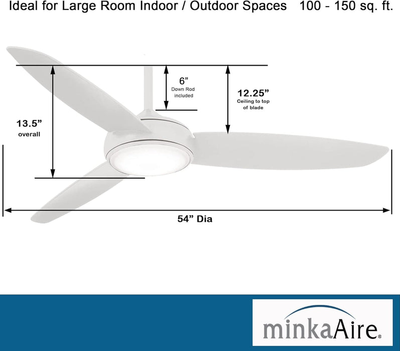 54 in. White Fancy Ceiling Fans, Unique Ceiling Fans with Lights-2-ErisView