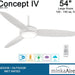 54 in. White Fancy Ceiling Fans, Unique Ceiling Fans with Lights-4-ErisView
