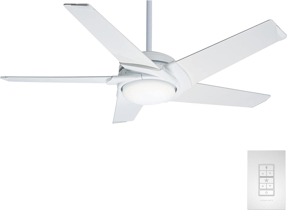 54 in. White Indoor Ceiling Fan with LED Light and Remote Control, Ceiling Hugger Ceiling Fan with Light-2-ErisView