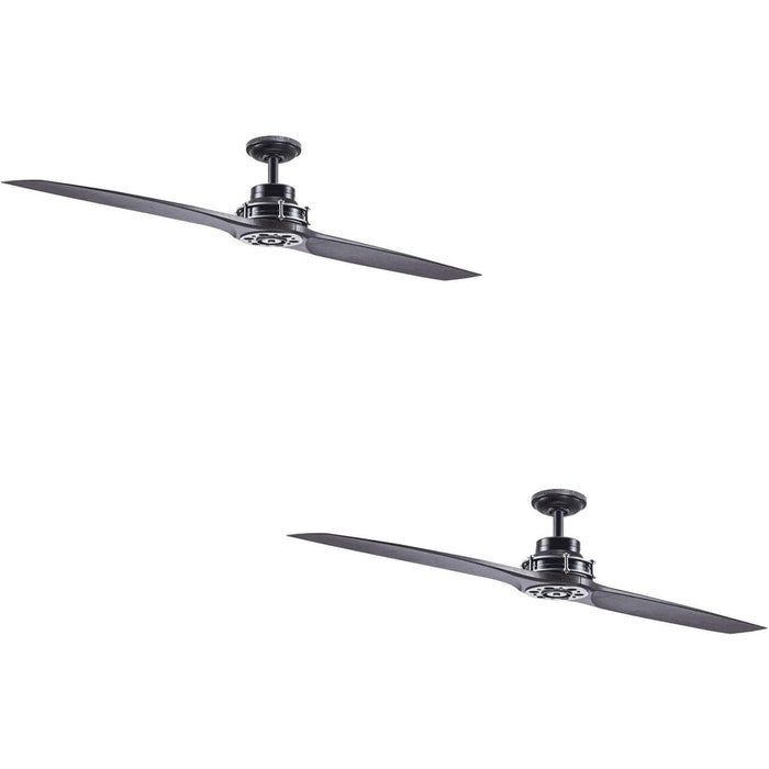 56 in. Black 2 Blade Ceiling Fan, Indoor Antique Remote Control Fan-1-ErisView