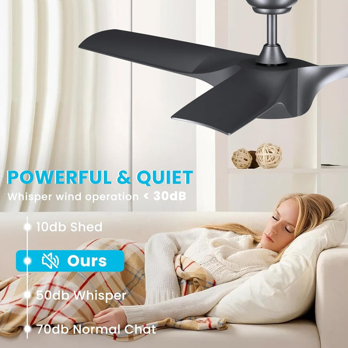 56 in. Black Ceiling Fan, Modern Indoor Outdoor Ceiling Fans with Light and Remote for Patio Bedroom Bedroom Living Room-5-ErisView