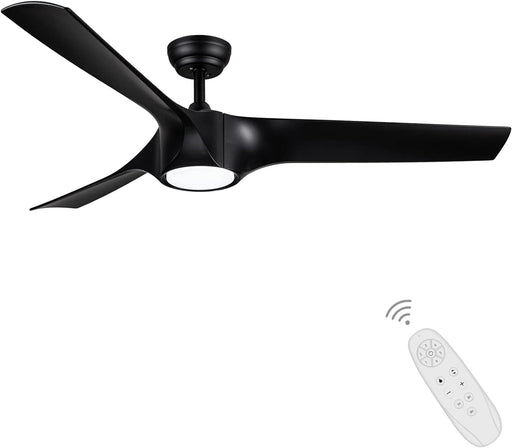 56 in. Black Ceiling Fan, Modern Indoor Outdoor Ceiling Fans with Light and Remote for Patio Bedroom Bedroom Living Room-1-ErisView