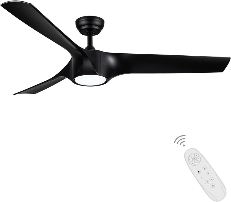 56 in. Black Ceiling Fan, Modern Indoor Outdoor Ceiling Fans with Light and Remote for Patio Bedroom Bedroom Living Room-1-ErisView