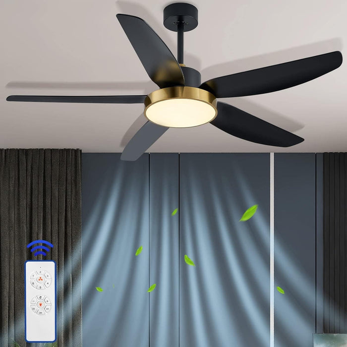 56 in. Black Ceiling Fan with Light and Remote Control, Indoor Ceiling Fan in Winter Summer for Living Room Bedroom, Outdoor Patio Ceiling Fan-2-ErisView