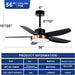 56 in. Black Ceiling Fan with Light and Remote Control, Indoor Ceiling Fan in Winter Summer for Living Room Bedroom, Outdoor Patio Ceiling Fan-6-ErisView