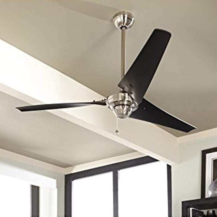 56 in. Contemporary Ceiling Fan NO Light, High End Ceiling Fan with Pull Chain, Reversible Fan in Winter Summer, Brushed Nickel Ceiling Fan-3-ErisView