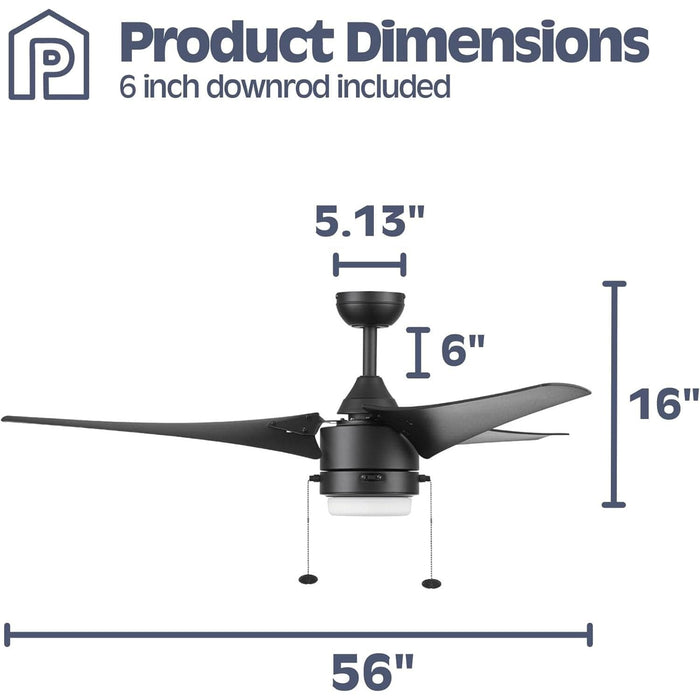 56 in. Contemporary Ceiling Fan with Light Pull Chain, Weather Resistant Reversible Black Outdoor Ceiling Fan, LED Ceiling Fan with Light-6-ErisView