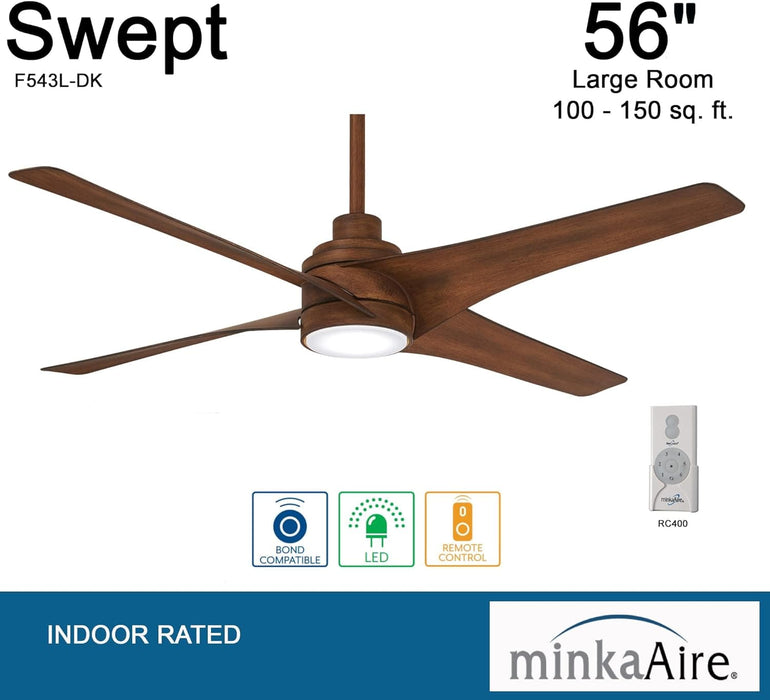 56 in. Dimmable LED Recessed Ceiling Fan Light, Distressed Koa Finish Ceiling Fan-2-ErisView
