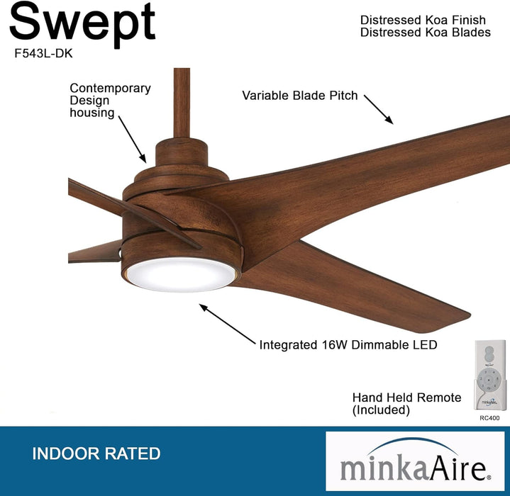 56 in. Dimmable LED Recessed Ceiling Fan Light, Distressed Koa Finish Ceiling Fan-3-ErisView
