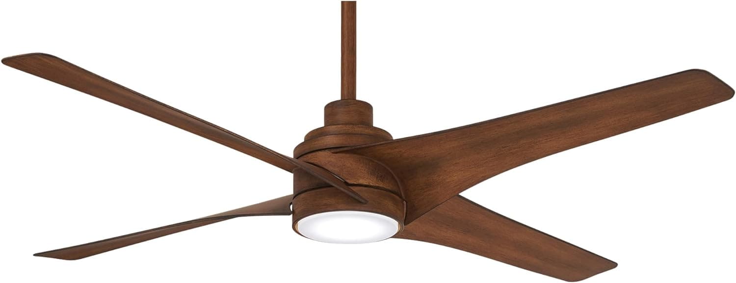 56 in. Dimmable LED Recessed Ceiling Fan Light, Distressed Koa Finish Ceiling Fan-1-ErisView