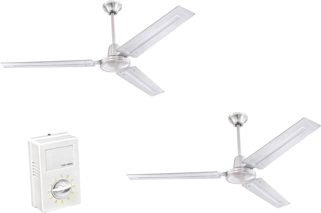 56 in. Indoor Commercial Ceiling Fan, Set of 2 Garage Ceiling Fan, Industrial Ceiling Fans, 3 Blade White Ceiling Fan-13-ErisView