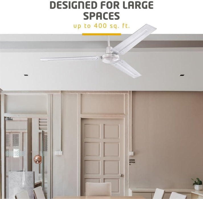 56 in. Indoor Commercial Ceiling Fan, Set of 2 Garage Ceiling Fan, Industrial Ceiling Fans, 3 Blade White Ceiling Fan-15-ErisView