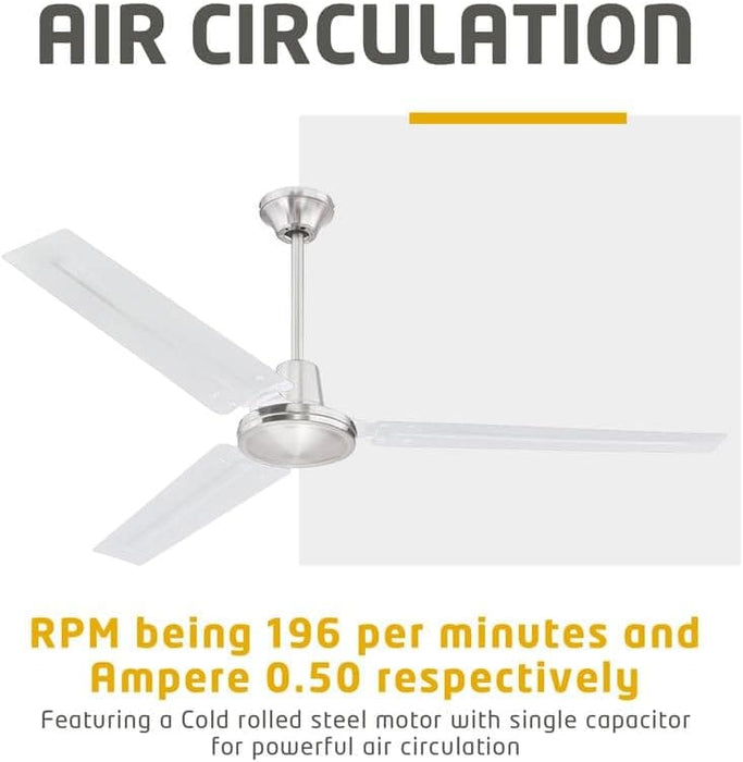 56 in. Indoor Commercial Ceiling Fan, Set of 2 Garage Ceiling Fan, Industrial Ceiling Fans, 3 Blade White Ceiling Fan-18-ErisView