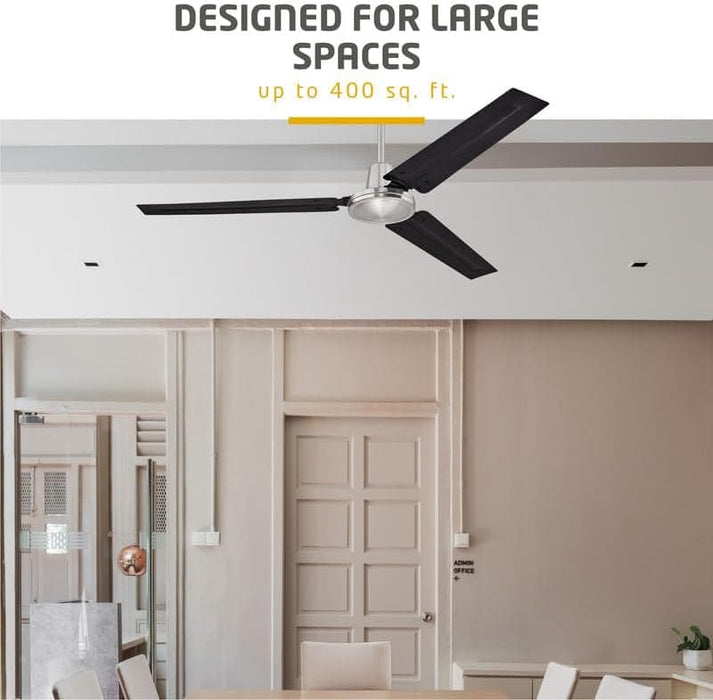 56 in. Indoor Commercial Ceiling Fan, Set of 2 Garage Ceiling Fan, Industrial Ceiling Fans, 3 Blade White Ceiling Fan-23-ErisView