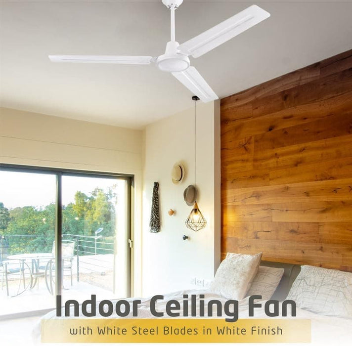 56 in. Indoor Commercial Ceiling Fan, Set of 2 Garage Ceiling Fan, Industrial Ceiling Fans, 3 Blade White Ceiling Fan-2-ErisView
