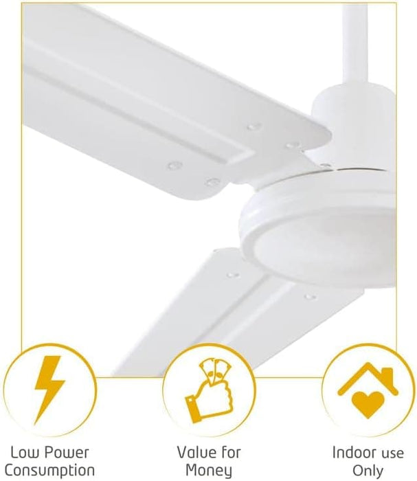 56 in. Indoor Commercial Ceiling Fan, Set of 2 Garage Ceiling Fan, Industrial Ceiling Fans, 3 Blade White Ceiling Fan-5-ErisView
