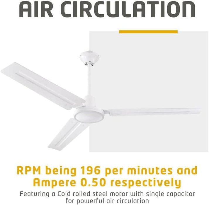 56 in. Indoor Commercial Ceiling Fan, Set of 2 Garage Ceiling Fan, Industrial Ceiling Fans, 3 Blade White Ceiling Fan-6-ErisView