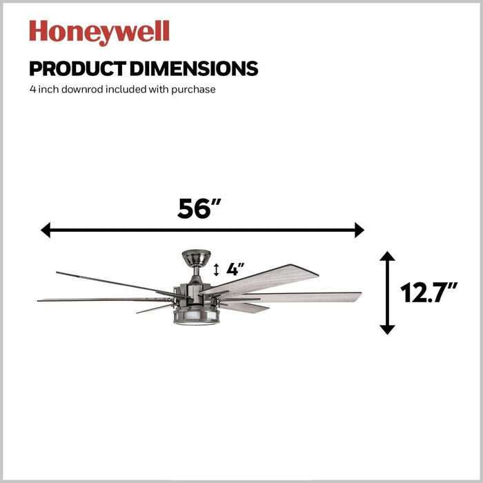 56 in. Indoor Modern LED Ceiling Fan with Light and Remote, 6 Blades with Dual Finish Reversible Fan in Winter Summer, Metal Blade Fan-7-ErisView