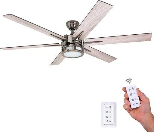 56 in. Indoor Modern LED Ceiling Fan with Light and Remote, 6 Blades with Dual Finish Reversible Fan in Winter Summer, Metal Blade Fan-1-ErisView