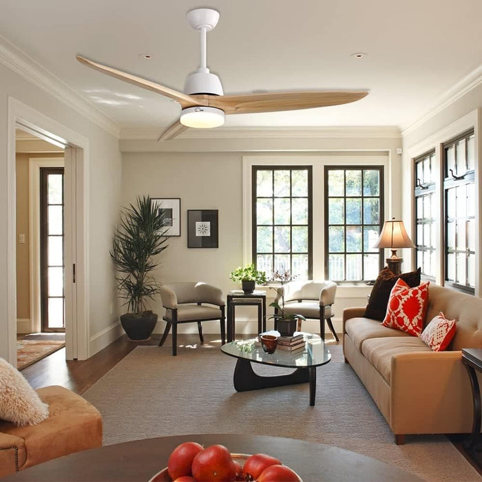 56 in. Large Remote Control Ceiling Fan with Light, Dimmable Reversible Modern Farmhouse Light Wood Ceiling Fan for Kitchen Bedroom Dining Living Room-2-ErisView