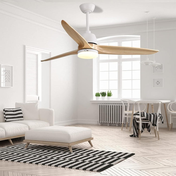 56 in. Large Remote Control Ceiling Fan with Light, Dimmable Reversible Modern Farmhouse Light Wood Ceiling Fan for Kitchen Bedroom Dining Living Room-7-ErisView