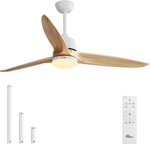 56 in. Large Remote Control Ceiling Fan with Light, Dimmable Reversible Modern Farmhouse Light Wood Ceiling Fan for Kitchen Bedroom Dining Living Room-1-ErisView