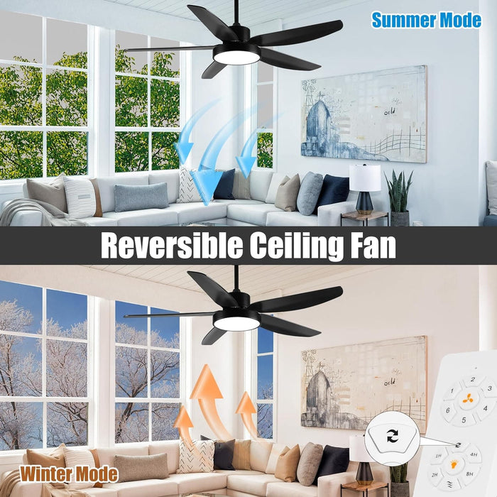 56 in. Outdoor Ceiling Fan with Light, Remote Control Fan, Reversible Dimmable LED Quiet Ceiling Fans for Living Room Bedroom, Black Outdoor Ceiling Fan-5-ErisView