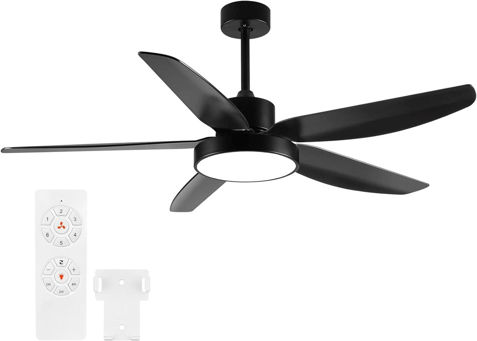 56 in. Outdoor Ceiling Fan with Light, Remote Control Fan, Reversible Dimmable LED Quiet Ceiling Fans for Living Room Bedroom, Black Outdoor Ceiling Fan-1-ErisView