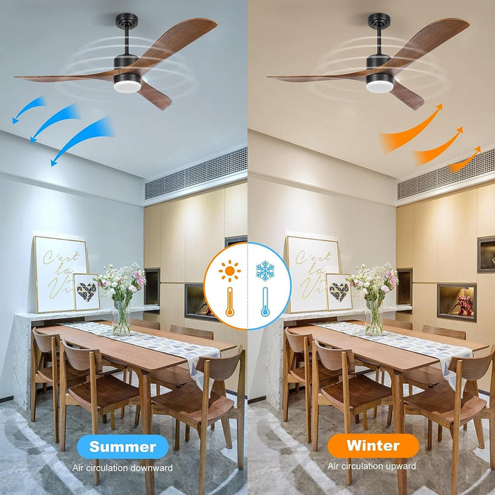 56 in. Outdoor Ceiling Fans with Light Remote, Outdoor Wood Ceiling Fan for Patio, Indoor Living Room Bedroom, Black Outdoor Fan, Gazebo Fan-4-ErisView