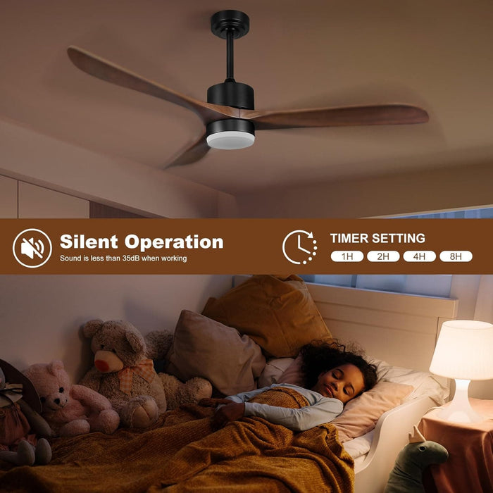 56 in. Outdoor Ceiling Fans with Light Remote, Outdoor Wood Ceiling Fan for Patio, Indoor Living Room Bedroom, Black Outdoor Fan, Gazebo Fan-5-ErisView