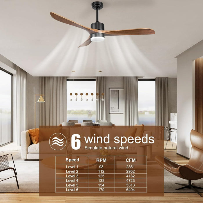 56 in. Outdoor Ceiling Fans with Light Remote, Outdoor Wood Ceiling Fan for Patio, Indoor Living Room Bedroom, Black Outdoor Fan, Gazebo Fan-7-ErisView