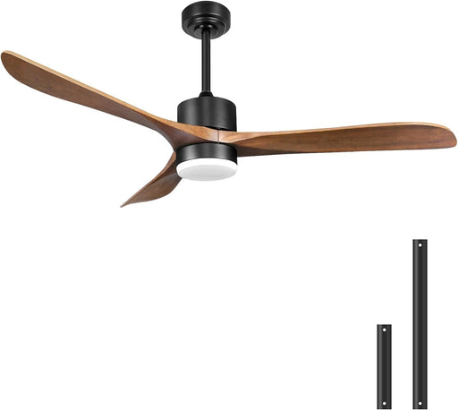 56 in. Outdoor Ceiling Fans with Light Remote, Outdoor Wood Ceiling Fan for Patio, Indoor Living Room Bedroom, Black Outdoor Fan, Gazebo Fan-1-ErisView