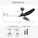 56 in. Smart Indoor Outdoor Reversible Quiet Ceiling Fan with Light and Remote, 3 Blade Modern White Ceiling Fan for Bedroom Living Room Patio-14-ErisView
